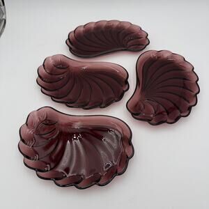 Vintage Hazel Atlas Moroccan Amethyst Snack Plates Swirl Pattern Set of 4